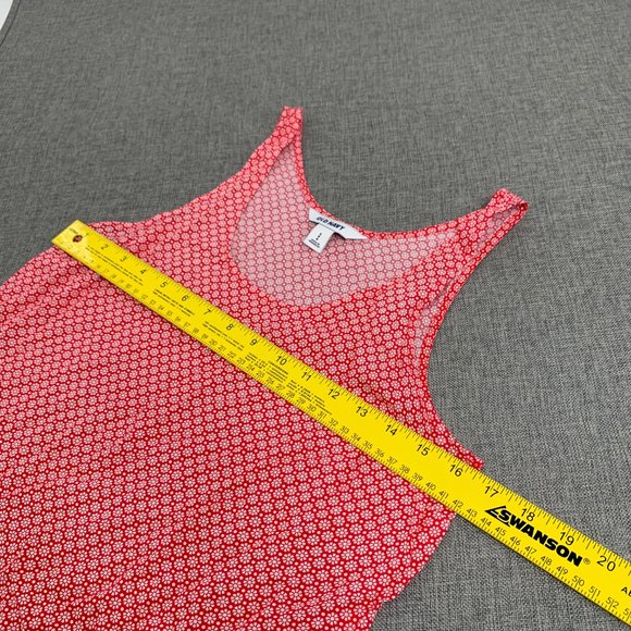Old Navy Lightweight Tank Top Red White Floral Print Scoop Neck Small 100%Rayon - Picture 7 of 14